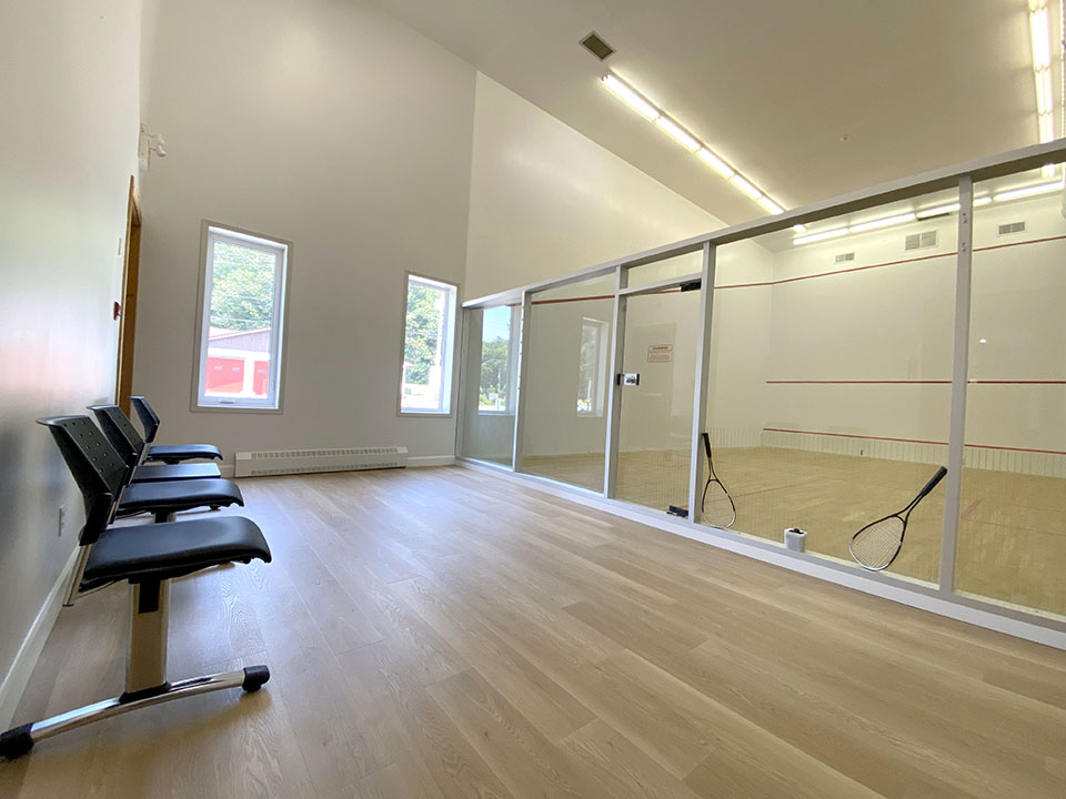 Image shows the squash court at the Dorset Recreation Centre.