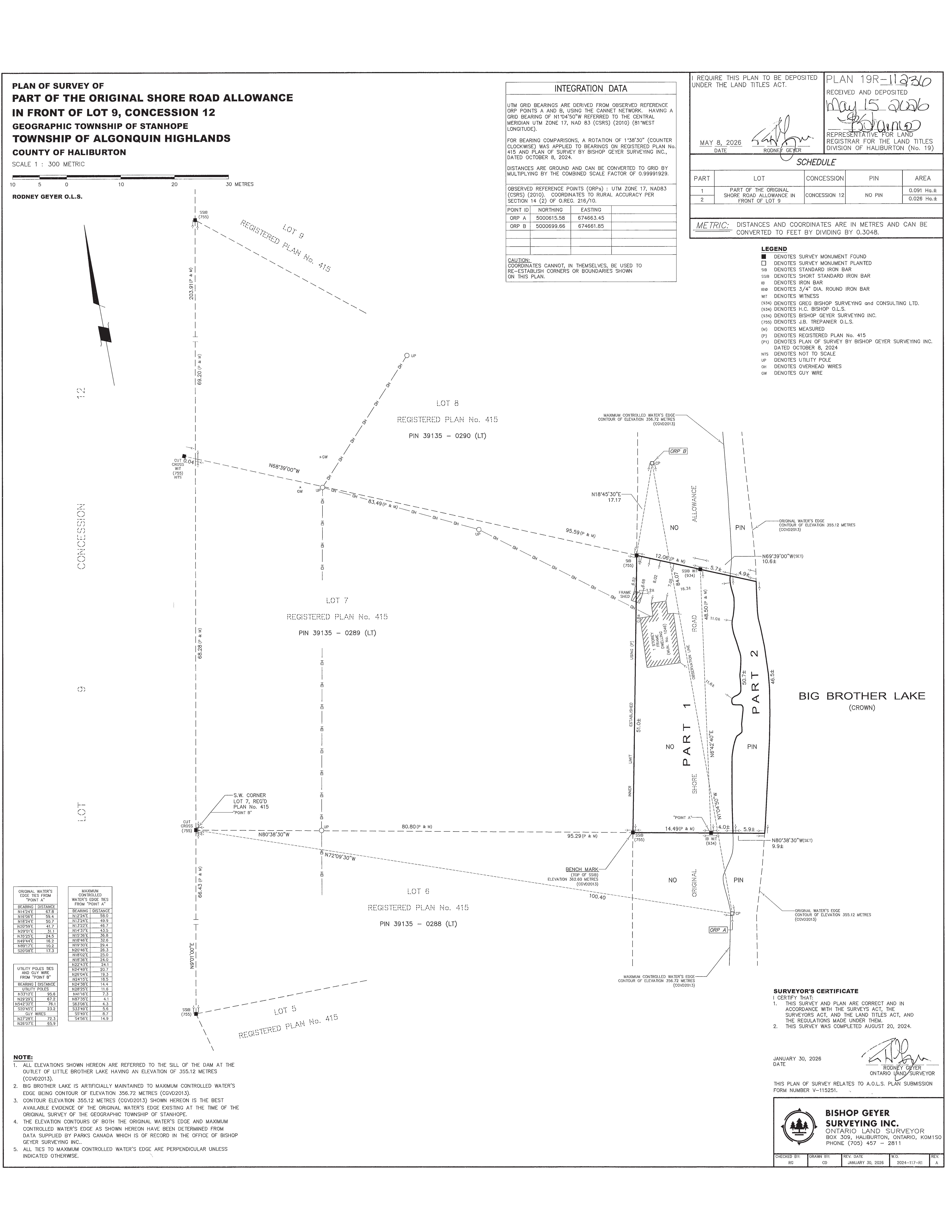 Image shows a planning map of a waterfront property.