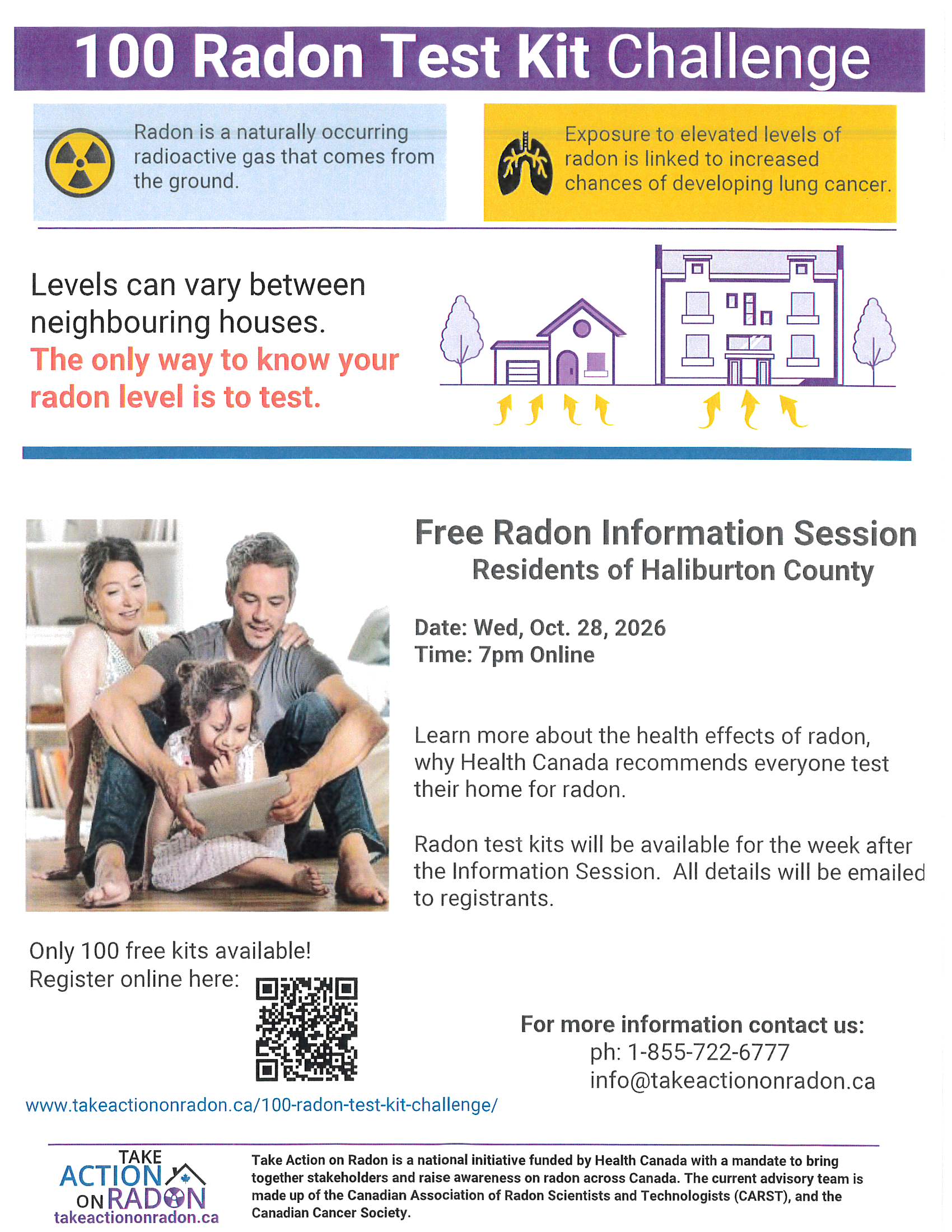 Image shows a poster for the 100 Radon Kit Challenge.