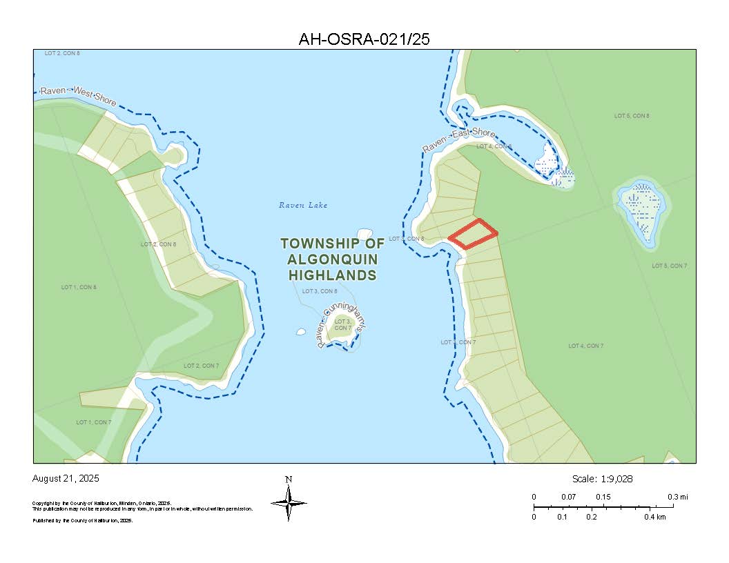 Image shows a planning map of a waterfront property.