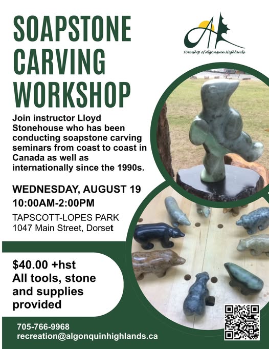 Image shows poster for soapstone carving workshop.