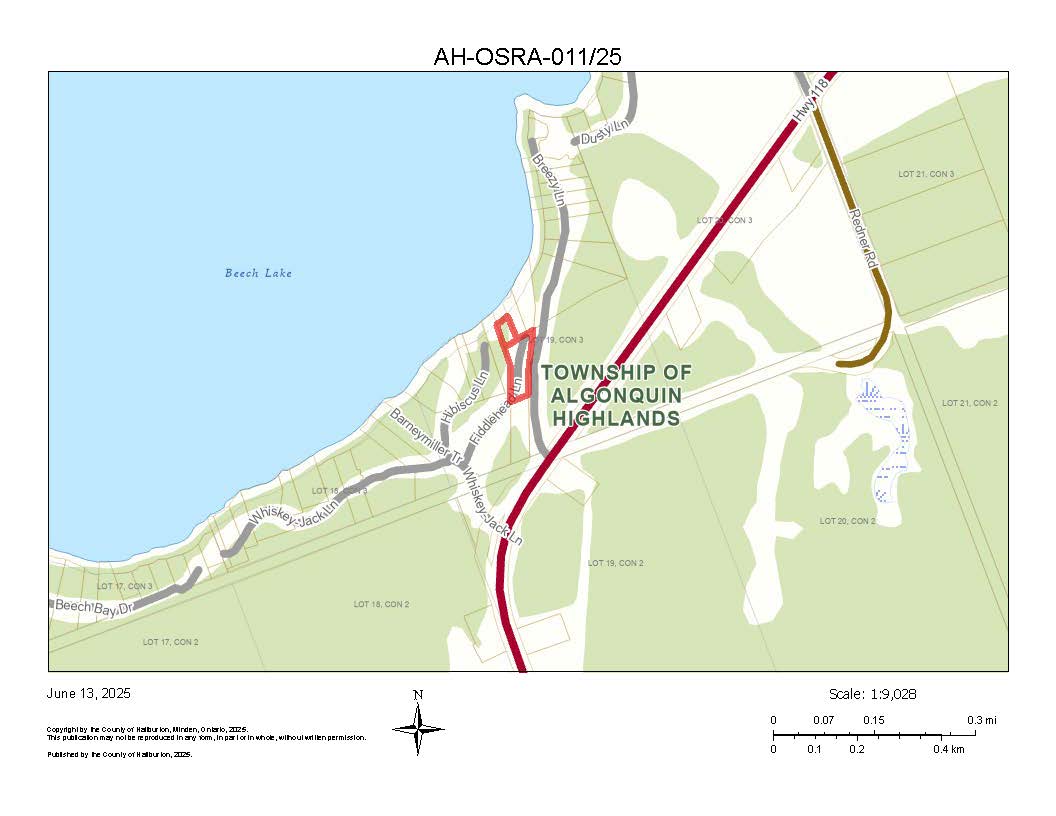 Image shows a planning map of a waterfront property.