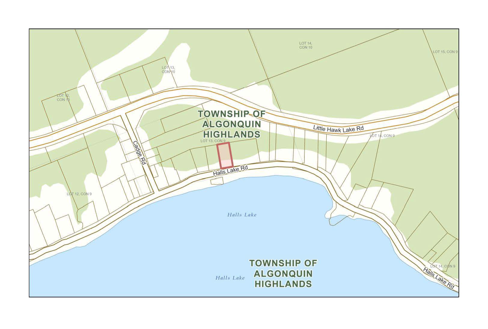 Image shows a planning map of a waterfront property.