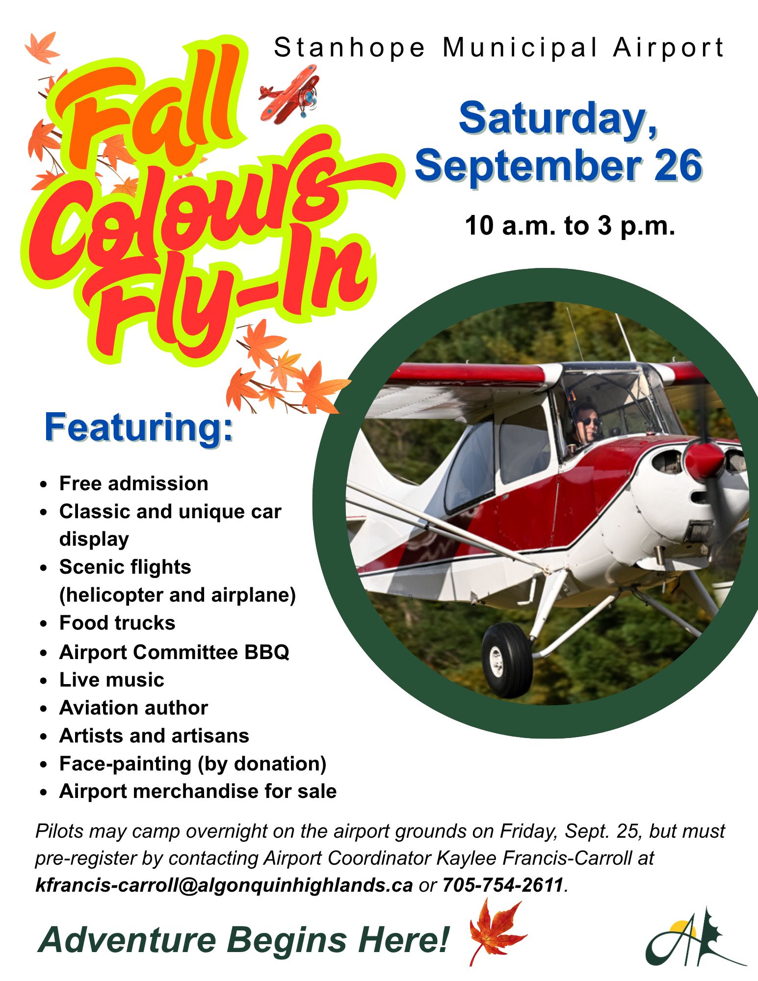 Image shows poster for fall colours fly-in.
