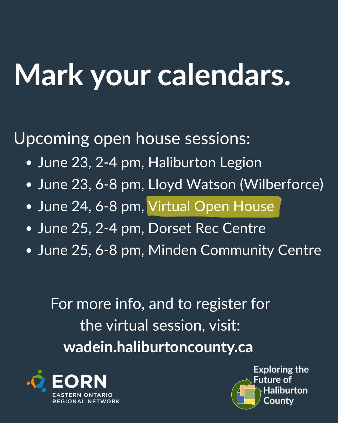 Image shows dates and locations for public meetings.