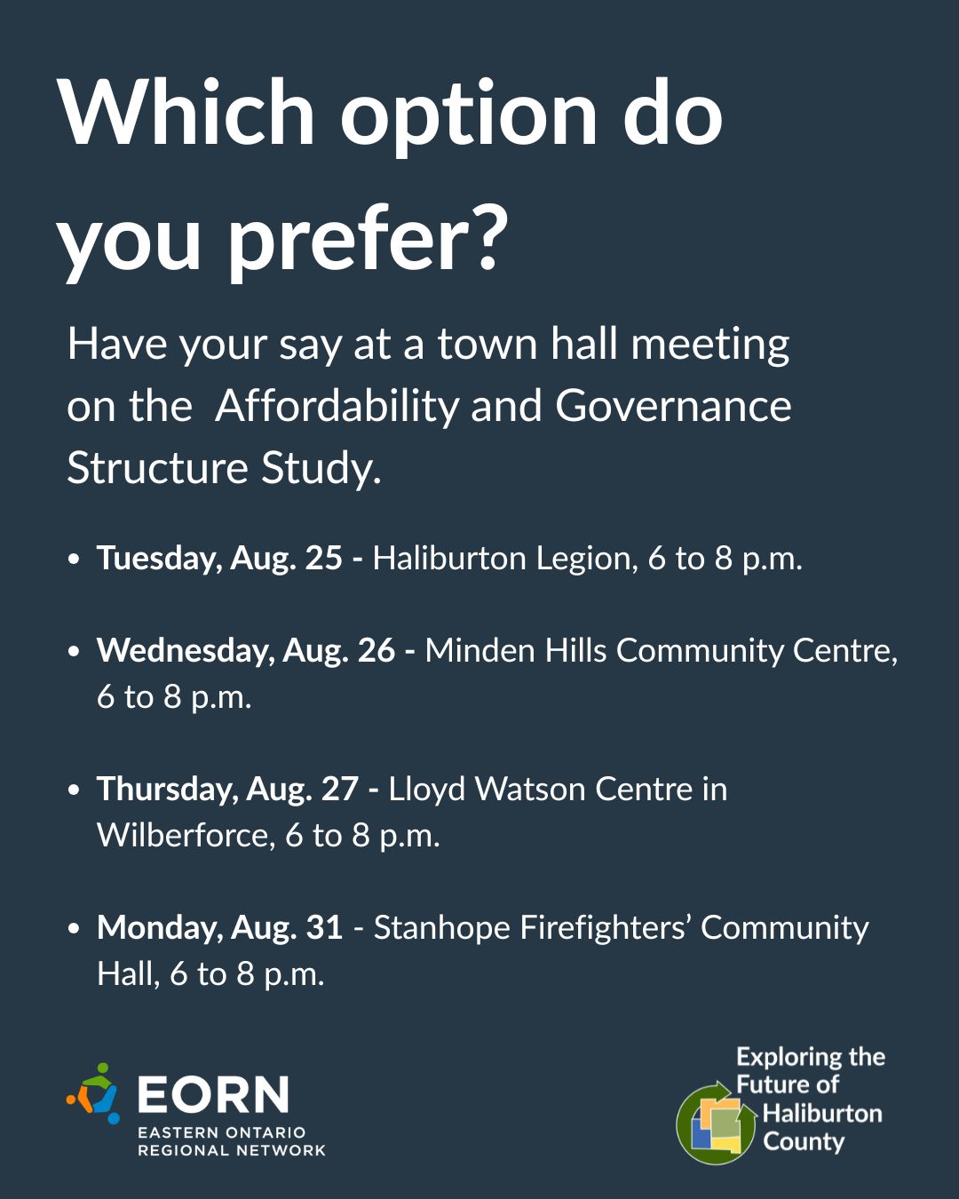 Image shows graphic promoting town hall meetings.