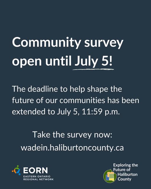 Image shows poster for the public survey for Exploring the Future of Haliburton County.
