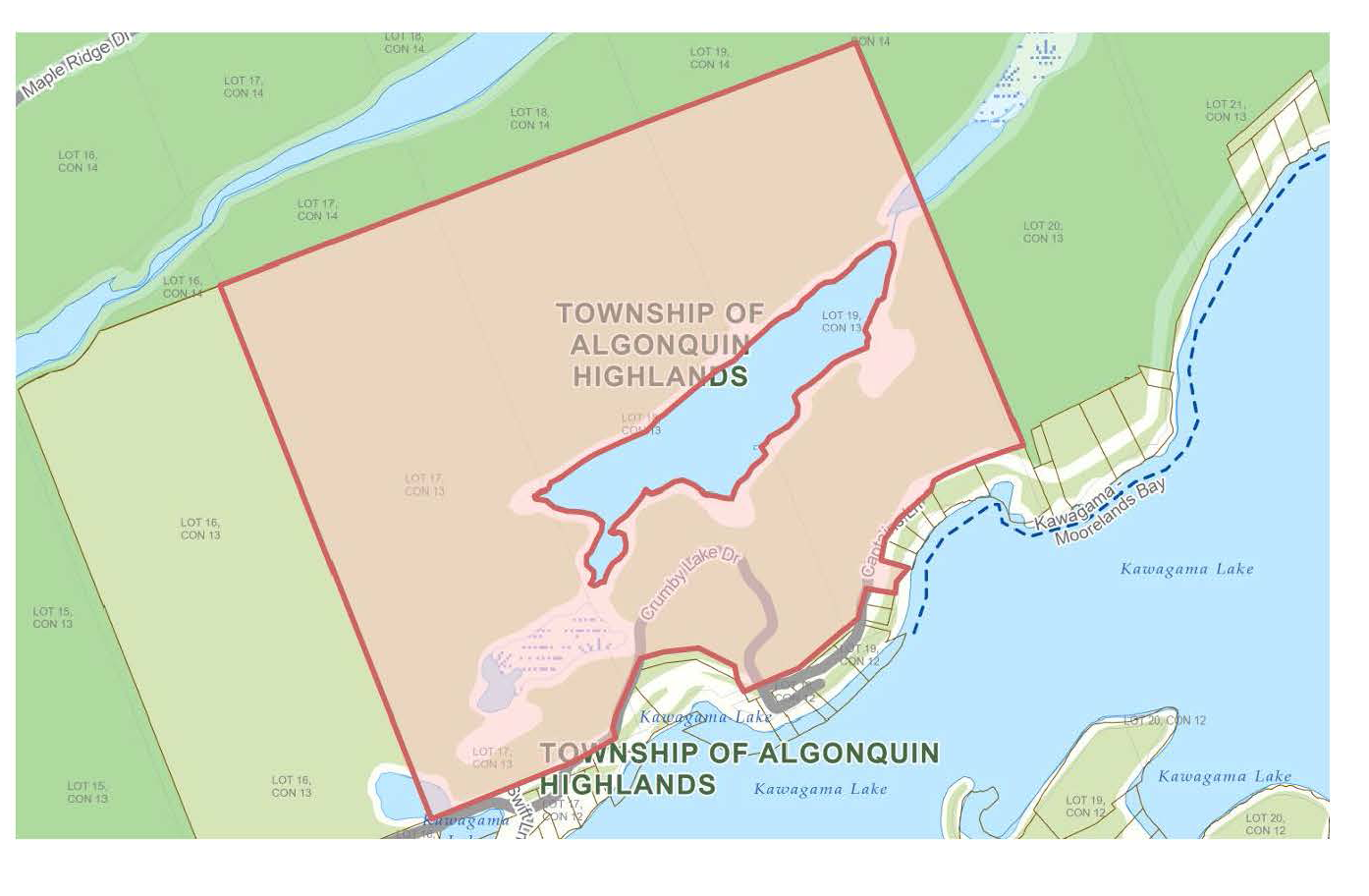 Map shows waterfront property.