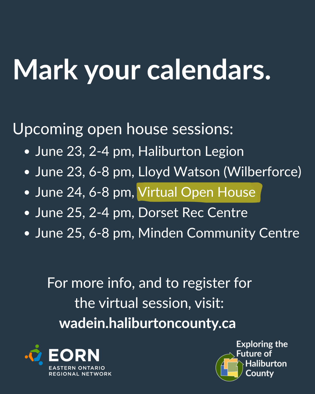 Image shows schedule of open houses.