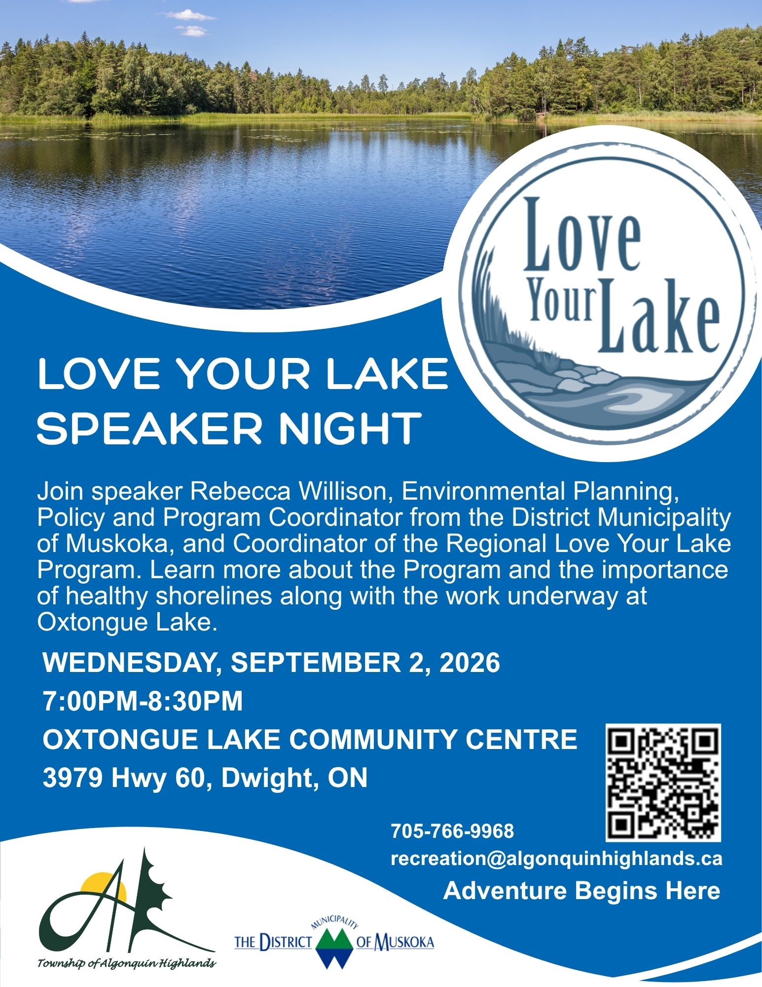 Image shows poster for Love Your Lake speaker night.