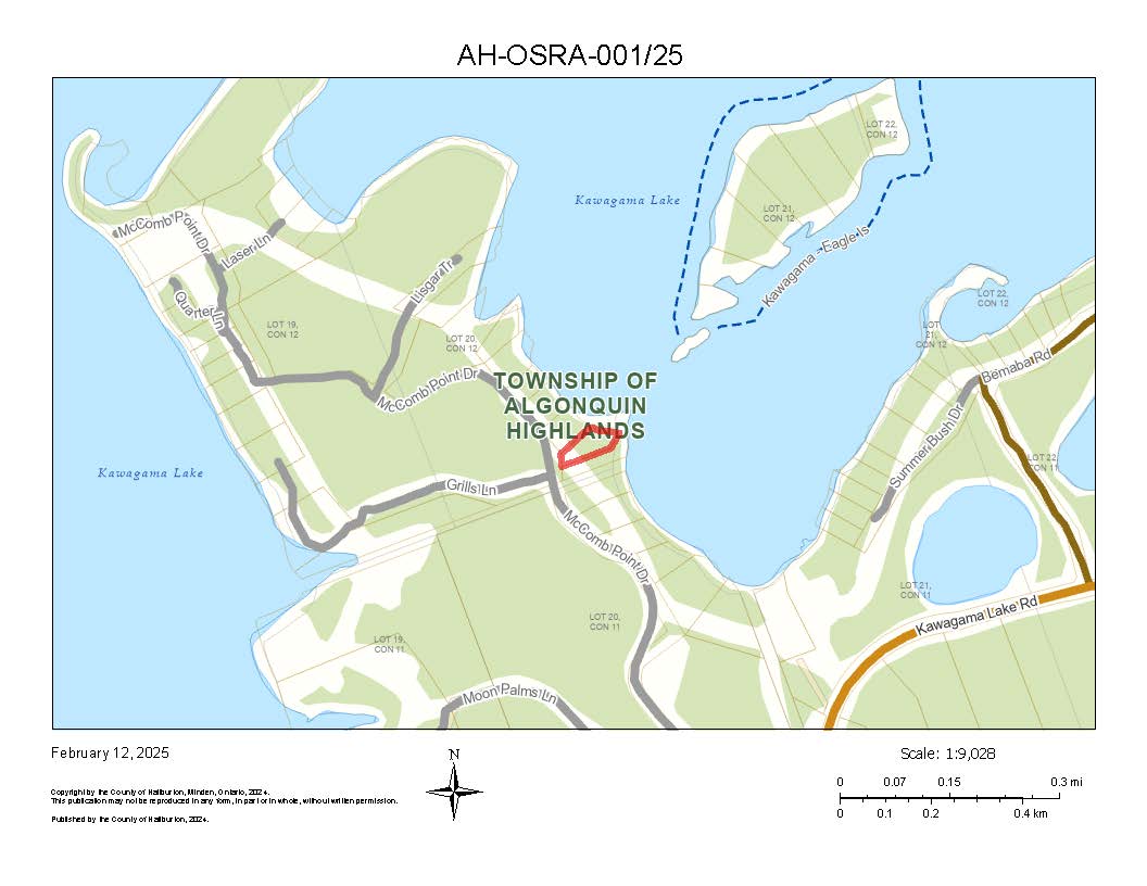 Image shows a planning map of a waterfront property.