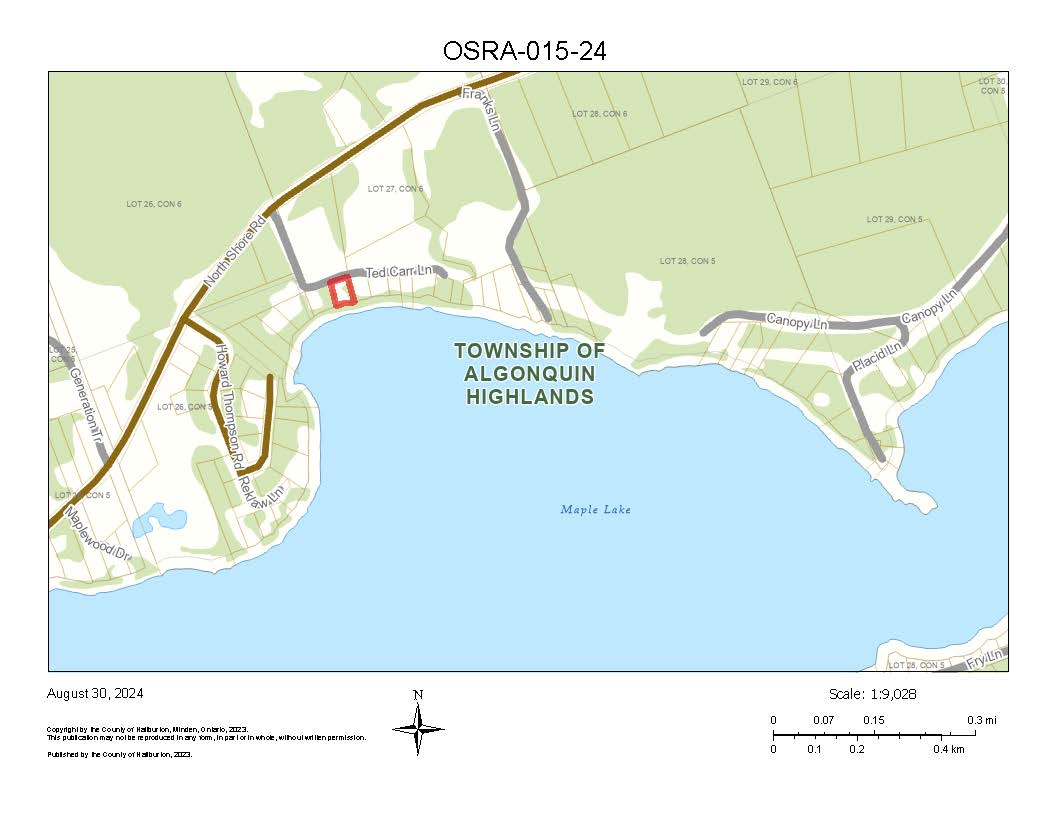 Image shows a planning map of a waterfront property.