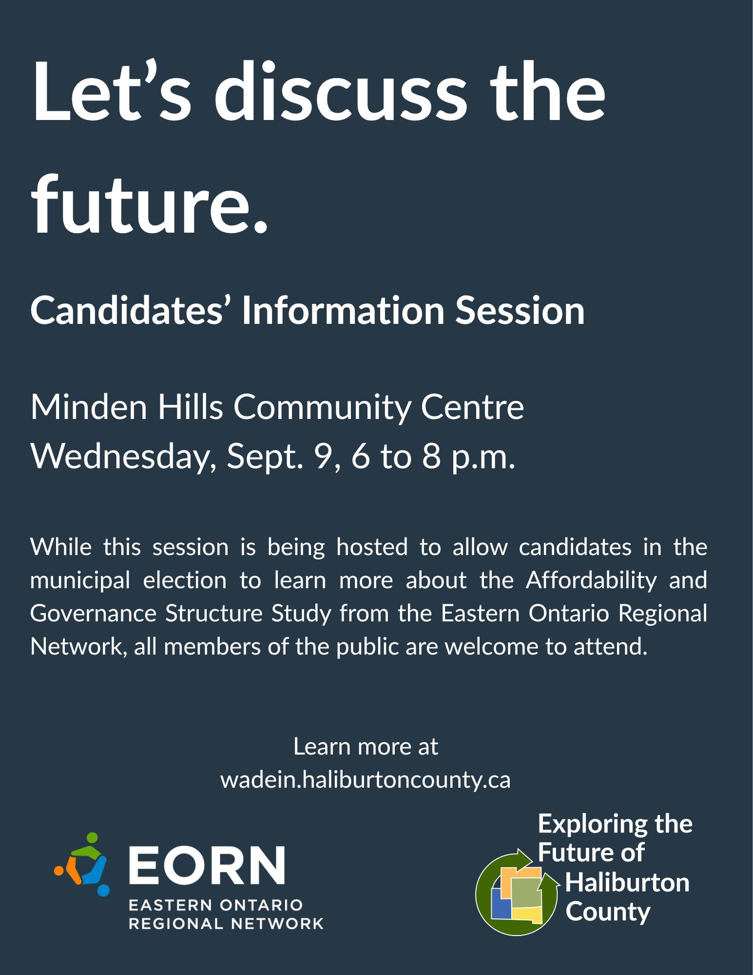 Image shows promotion for candidates' meeting on the County's Affordability and Governance Structure Study.
