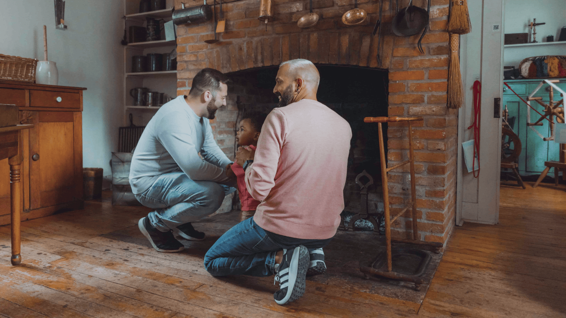 Family in the kitchen of the Park House Museum
