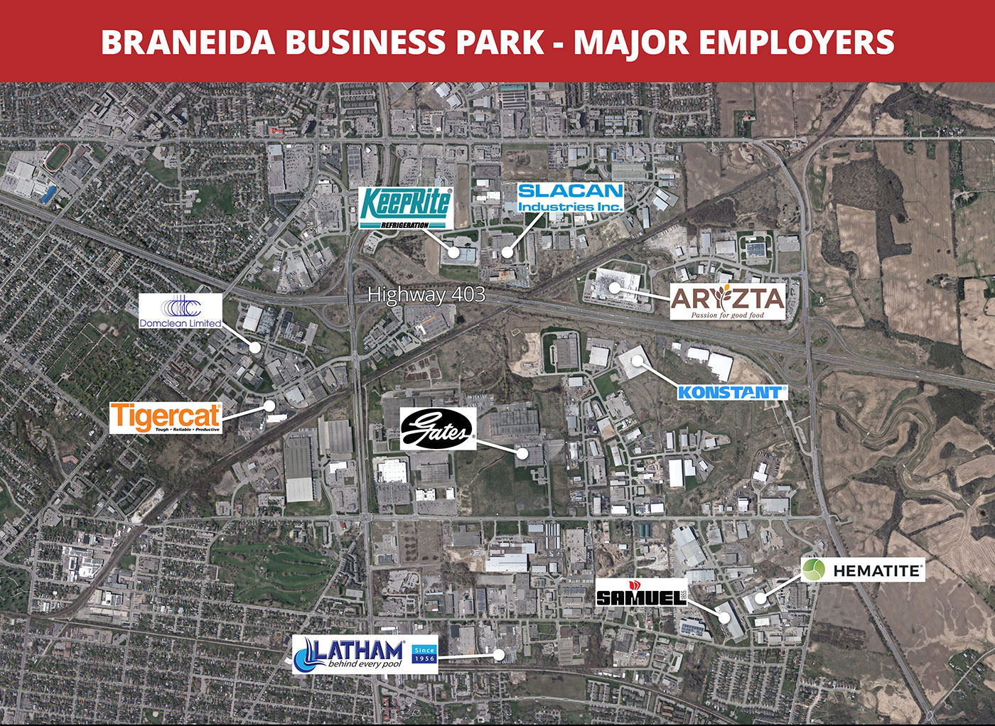 map of major employers in the BraneidaBusiness Park