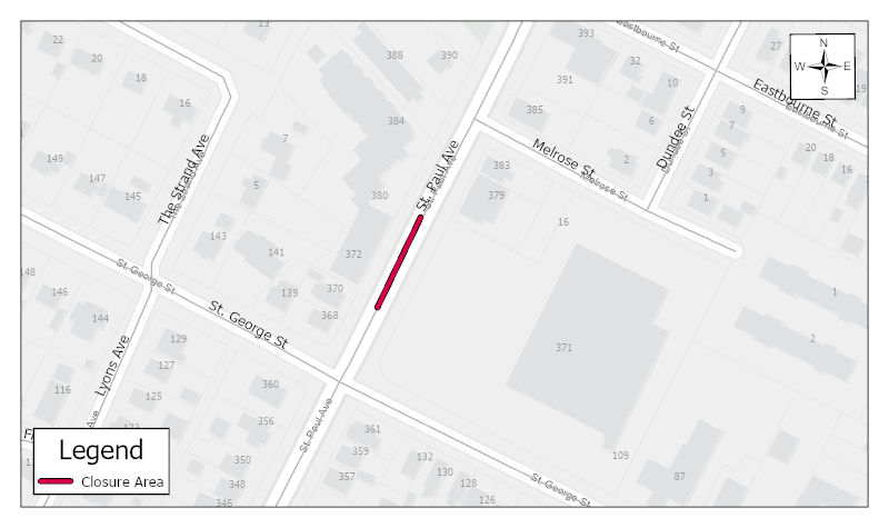 Lane closure on St. Paul Avenue