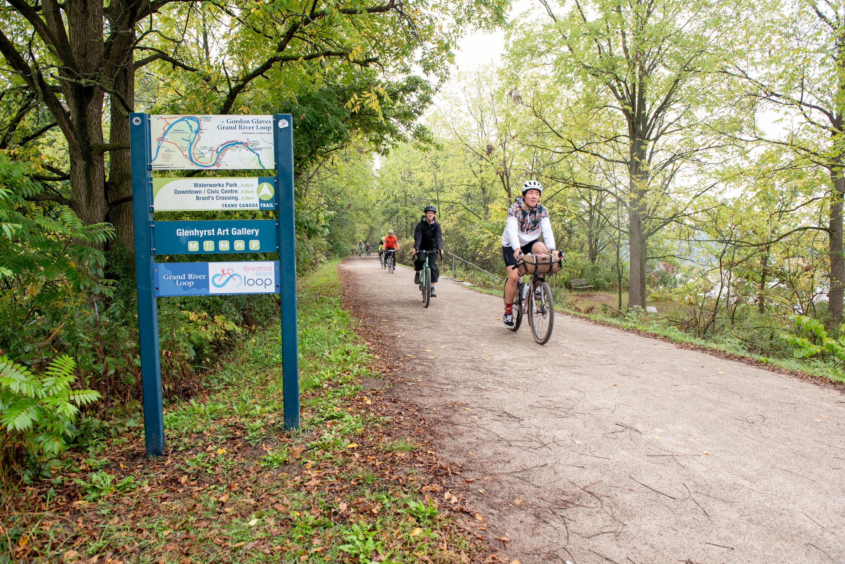 Cyclist on trails