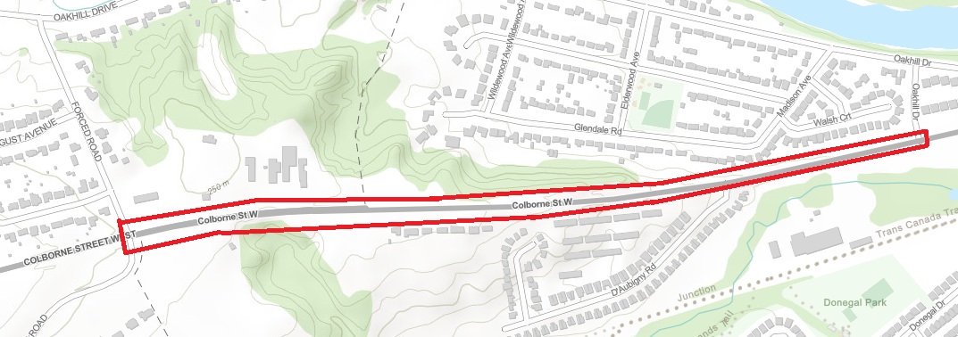 Road resurfacing on Colborne Street West