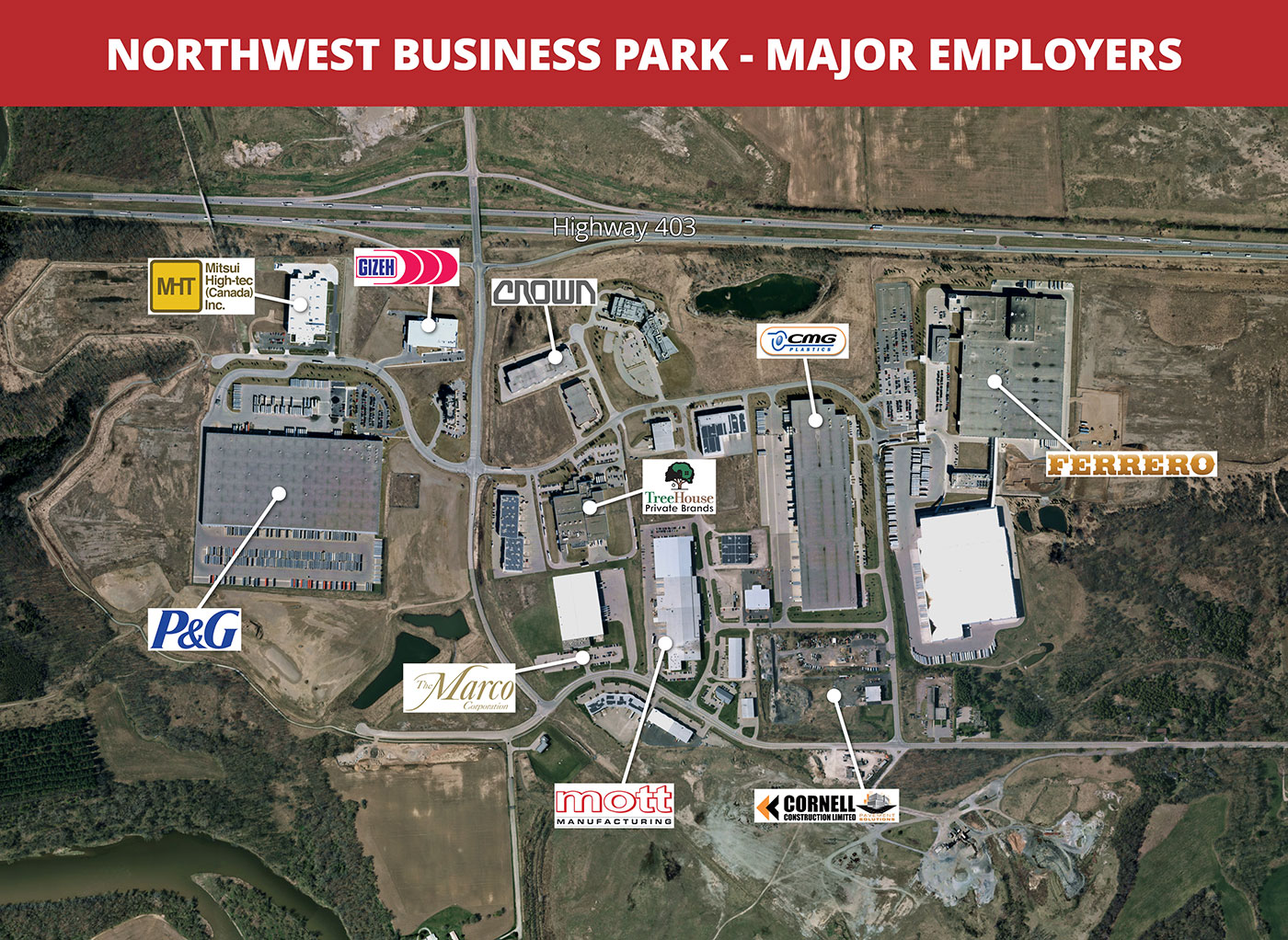 map of major employers in the Northwest Business Park