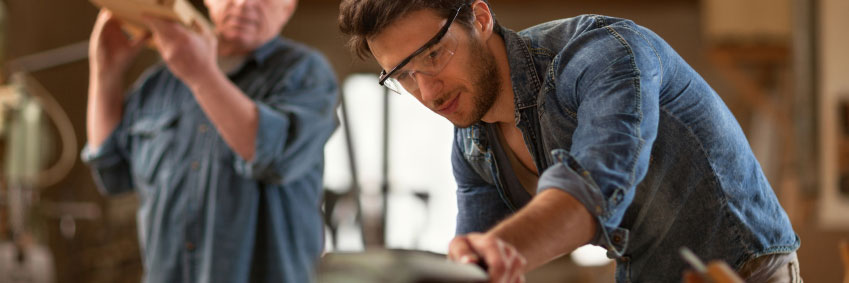 wood worker at machine