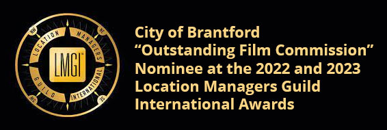 LMGI logo and description of the "Outstanding Film Commission" nomination for the City of Brantford