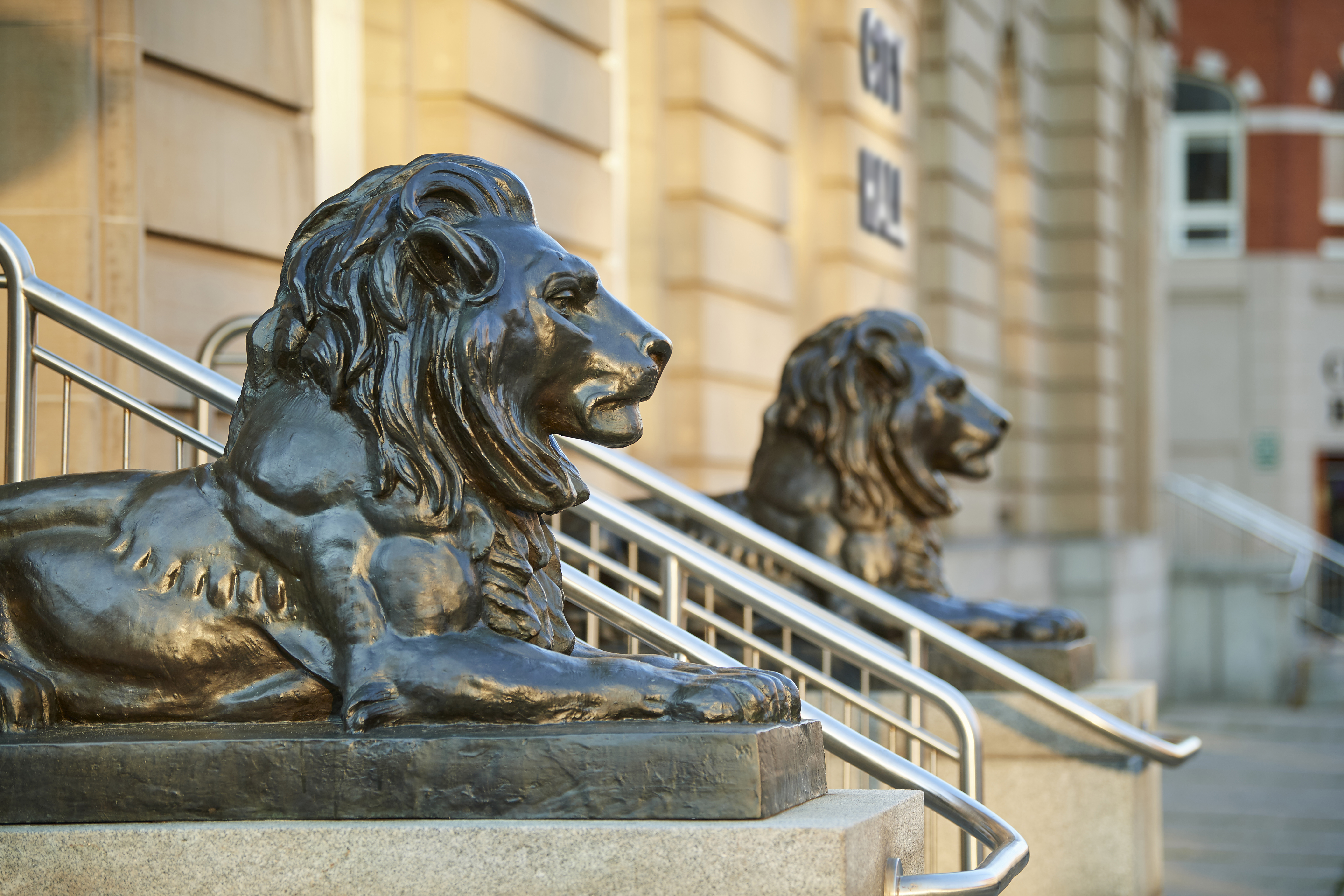 Lions outside of Brantford City Hall