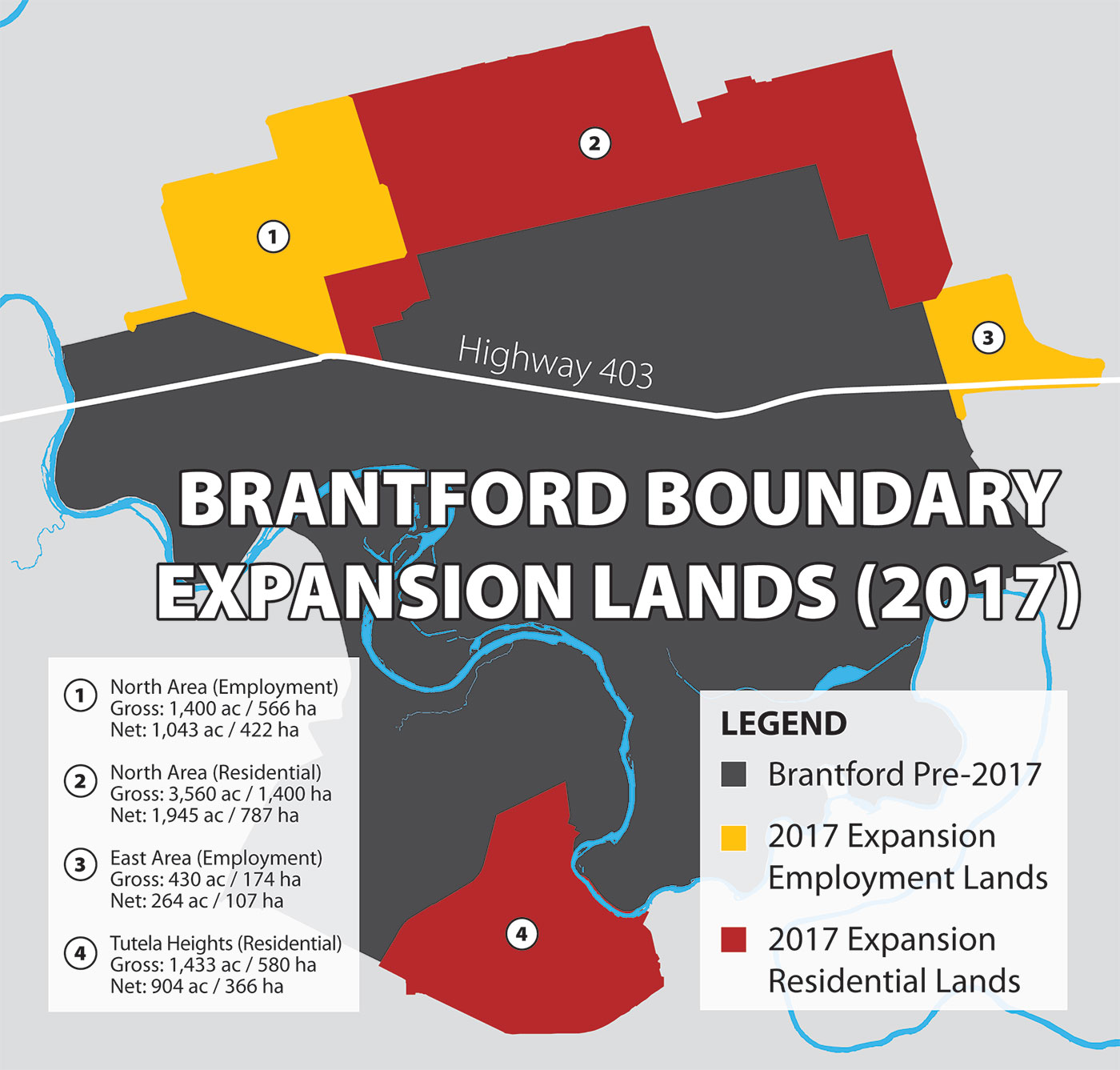map of Brantford with 2017 Expansion Boundary Lands