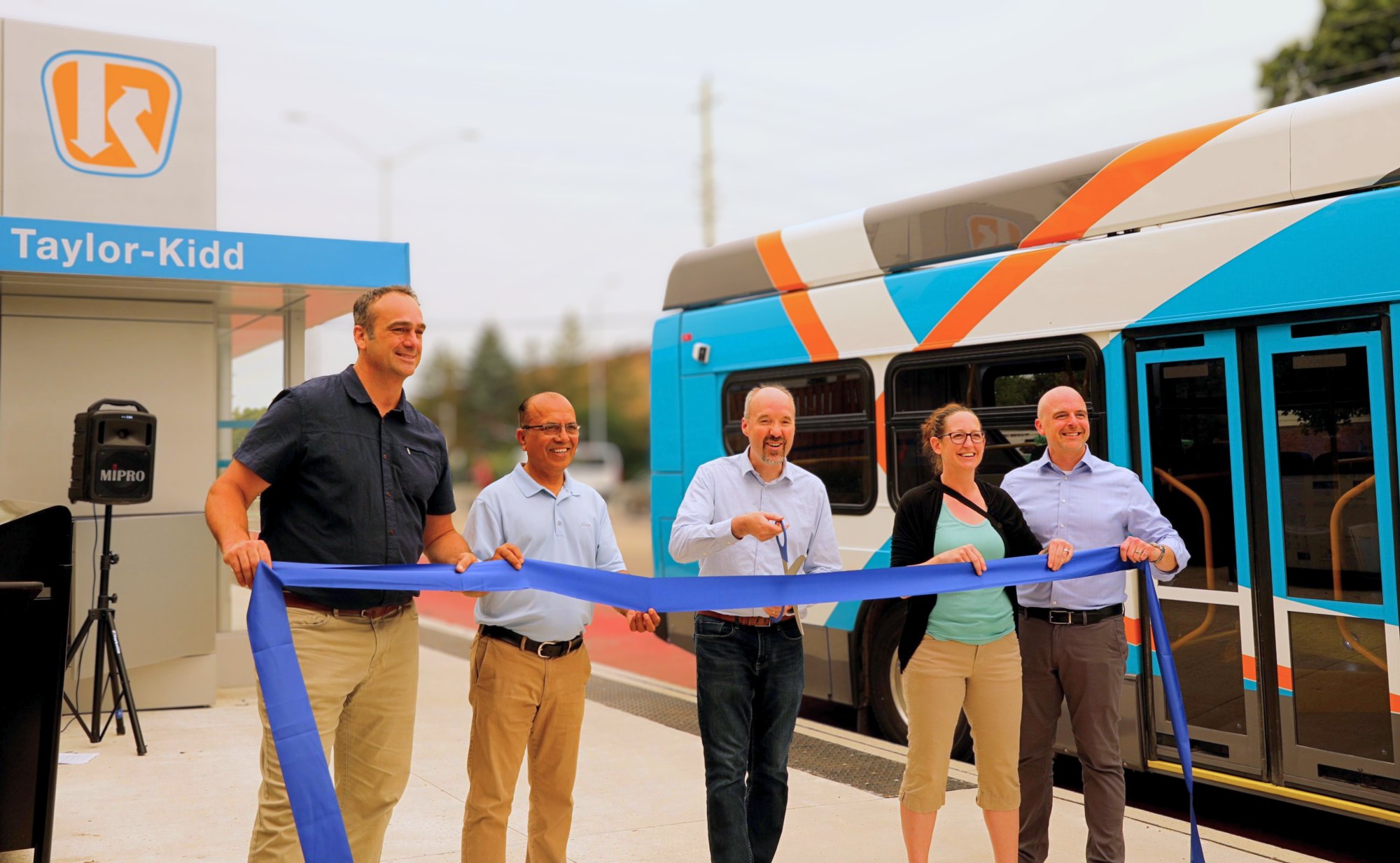 MP Mark Gerretsen, Councillor Jimmy Hassan, Mayor Bryan Paterson, Councillor Wendy Stephen, and Commissioner Ian Semple.