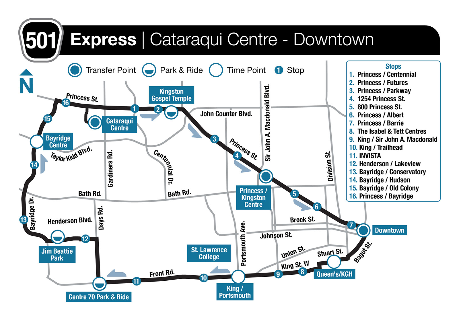 Route 501 - Cataraqui Centre - Downtown