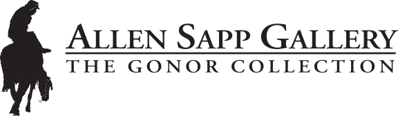 Logo of Allen Sapp Gallery featuring "The Gon Collection" with a horse rider silhouette.