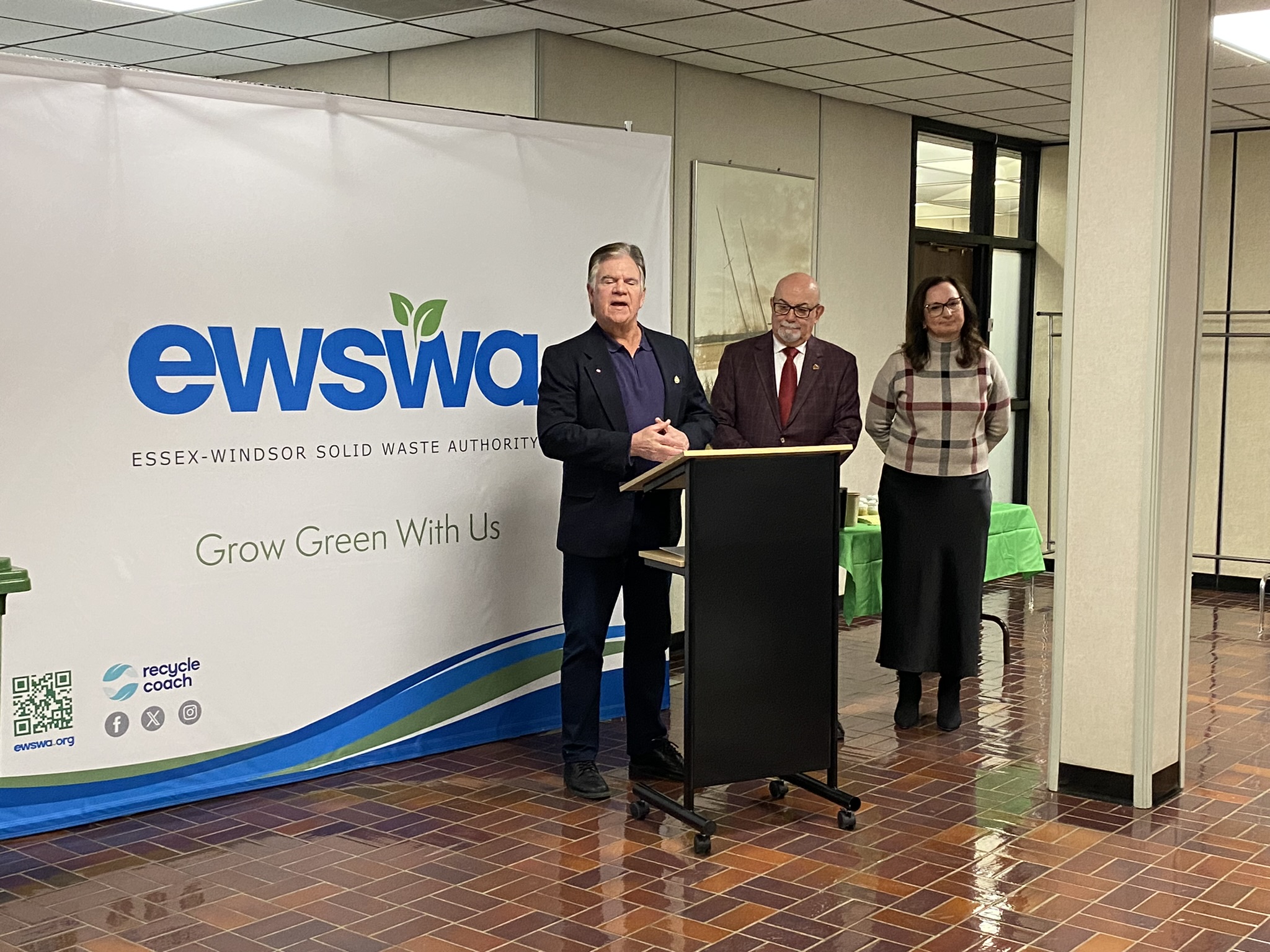 Figure 1. (left to right) Picture of EWSWA Vice Chair, Mr. Kaschak and EWSWA Chair, Mr. McNamara addressing the audience at the event.