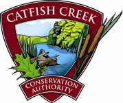 Catfish Creek Conservation Authority logo with image of a creek and forest in the centre.