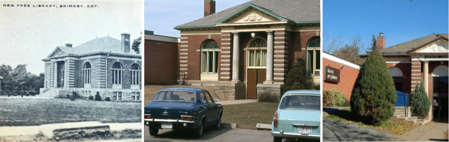 Carnegie building in early 1900's, 1970's and 2000's