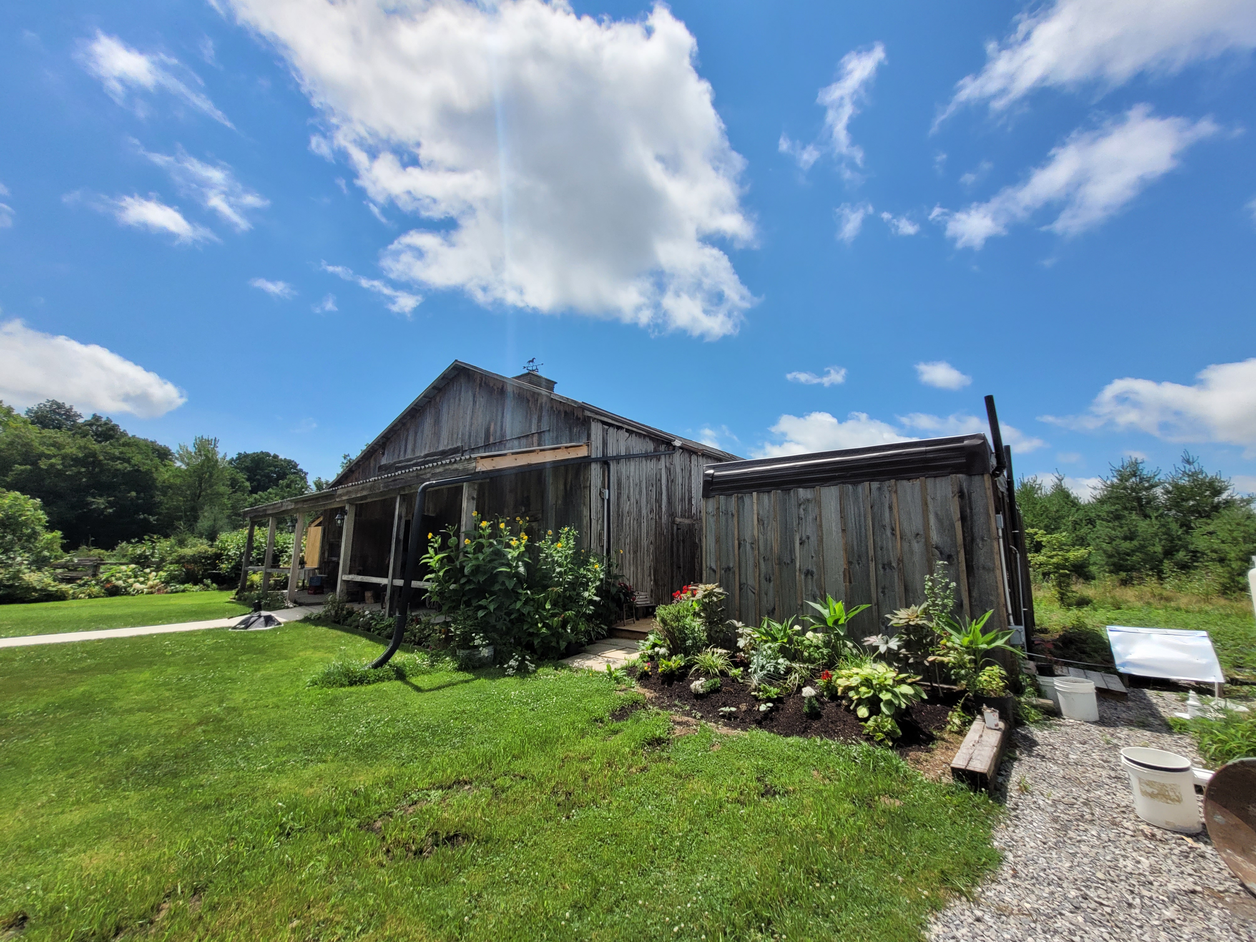 front view of an old barn