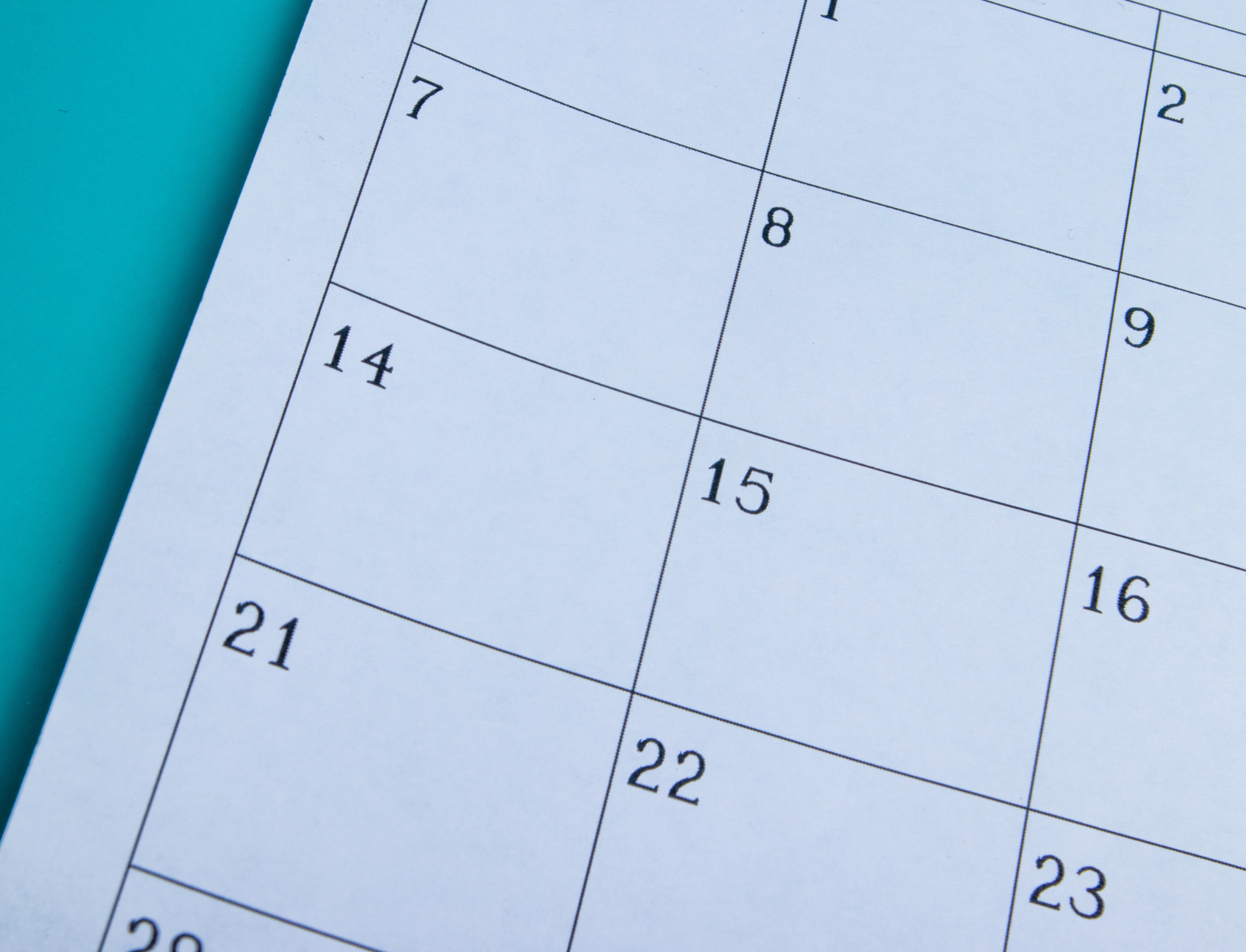 close up of a calendar
