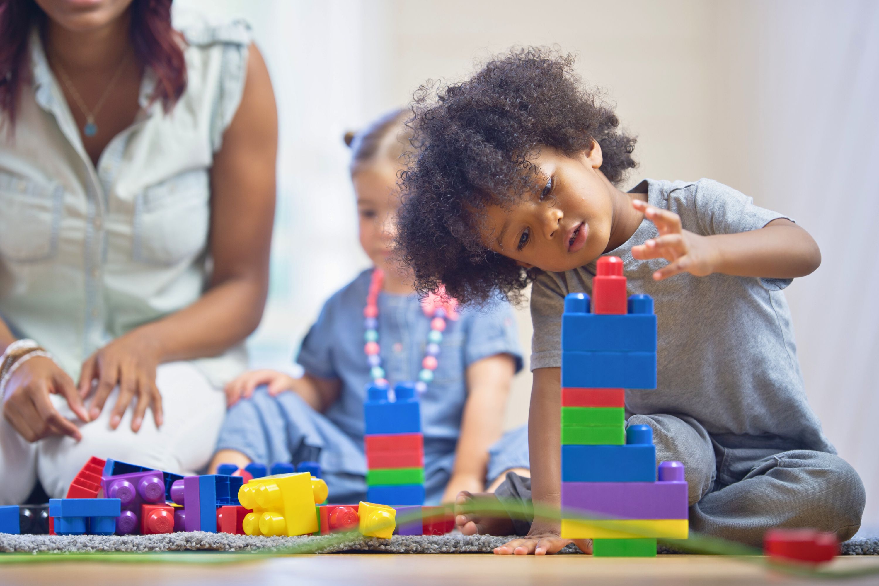 Boy playing with blocks