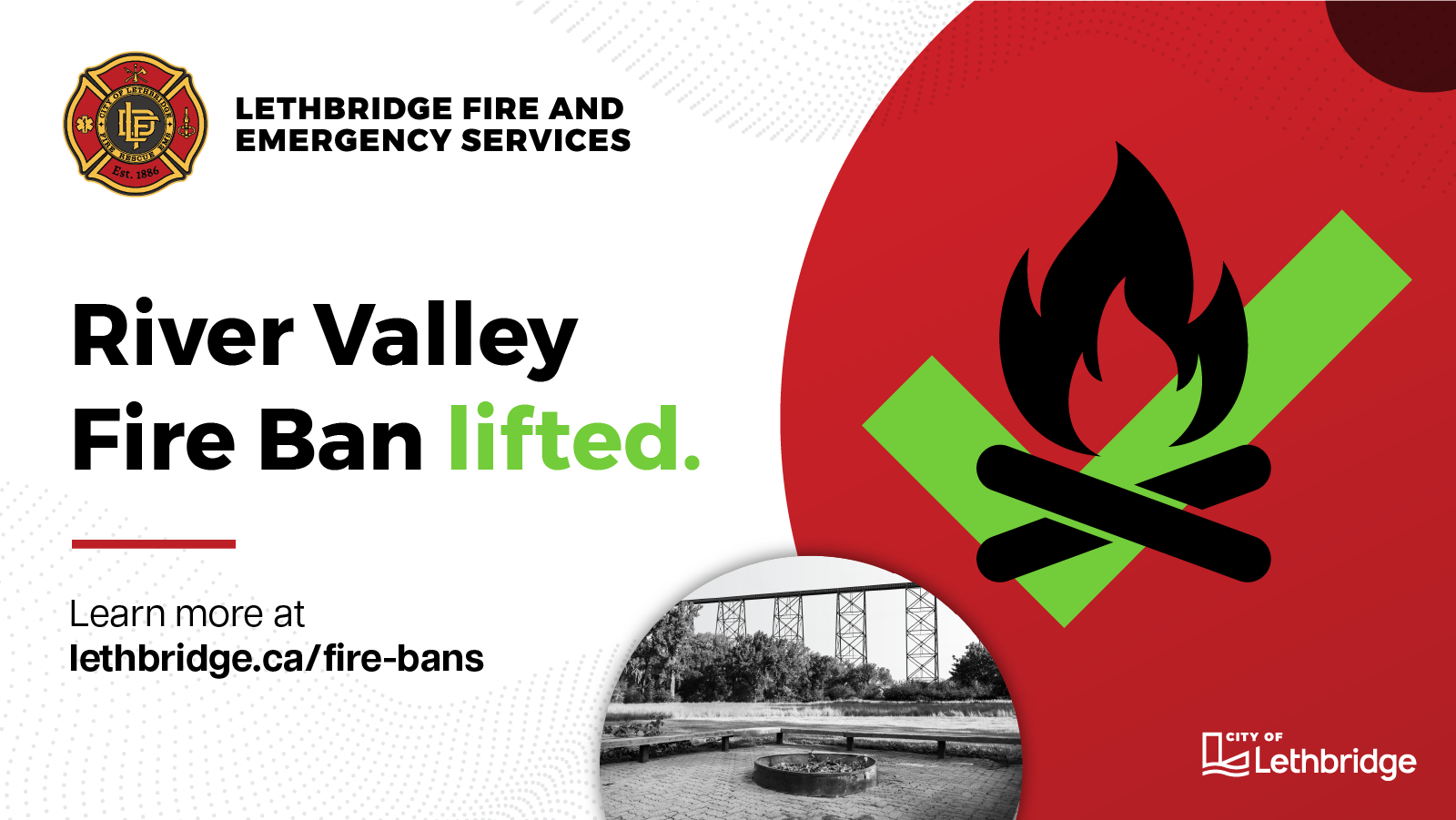 City of Lethbridge River Valley fire ban lifted