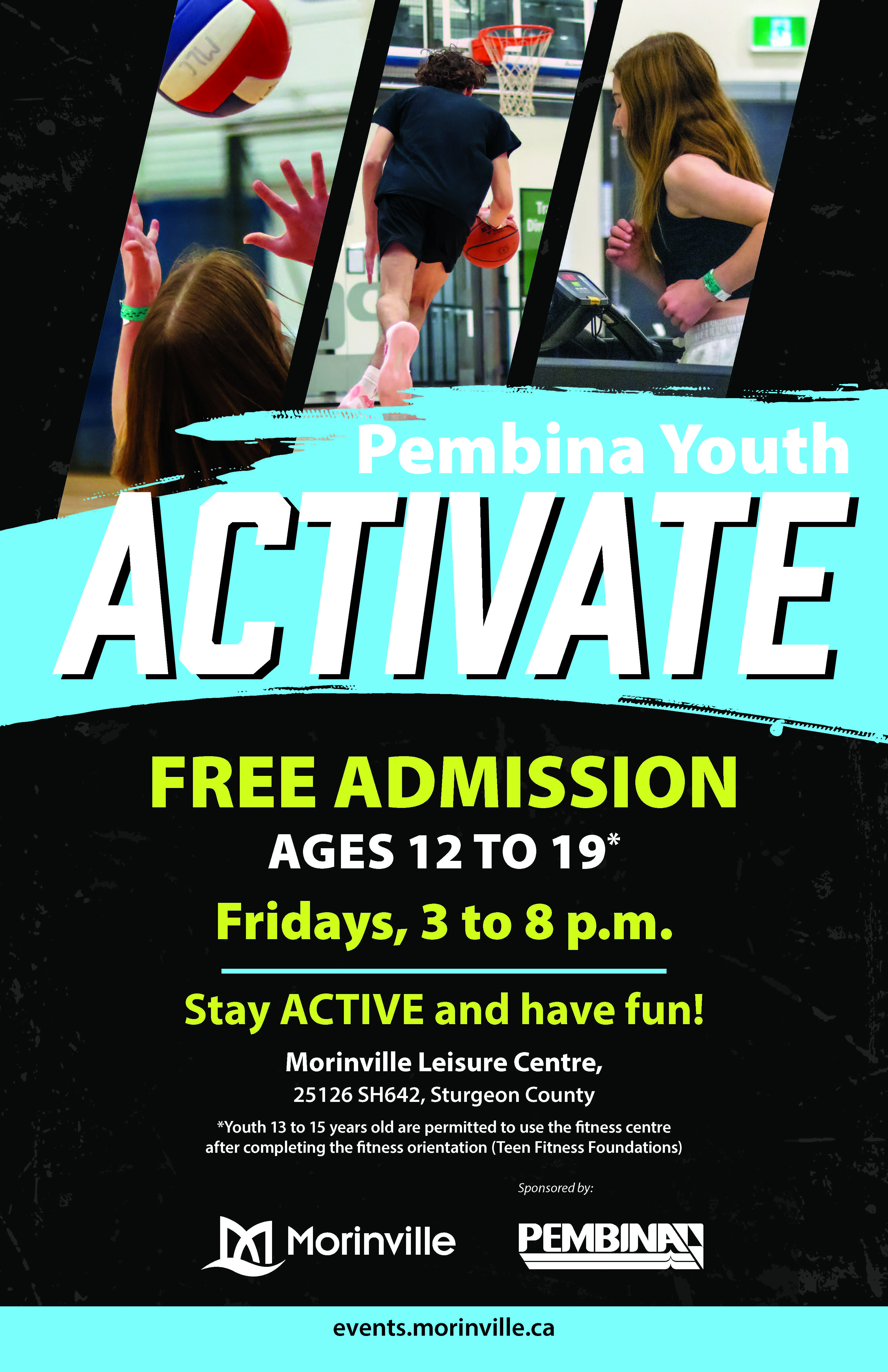 Youth working out on an energetic Pembina Youth Activate poster