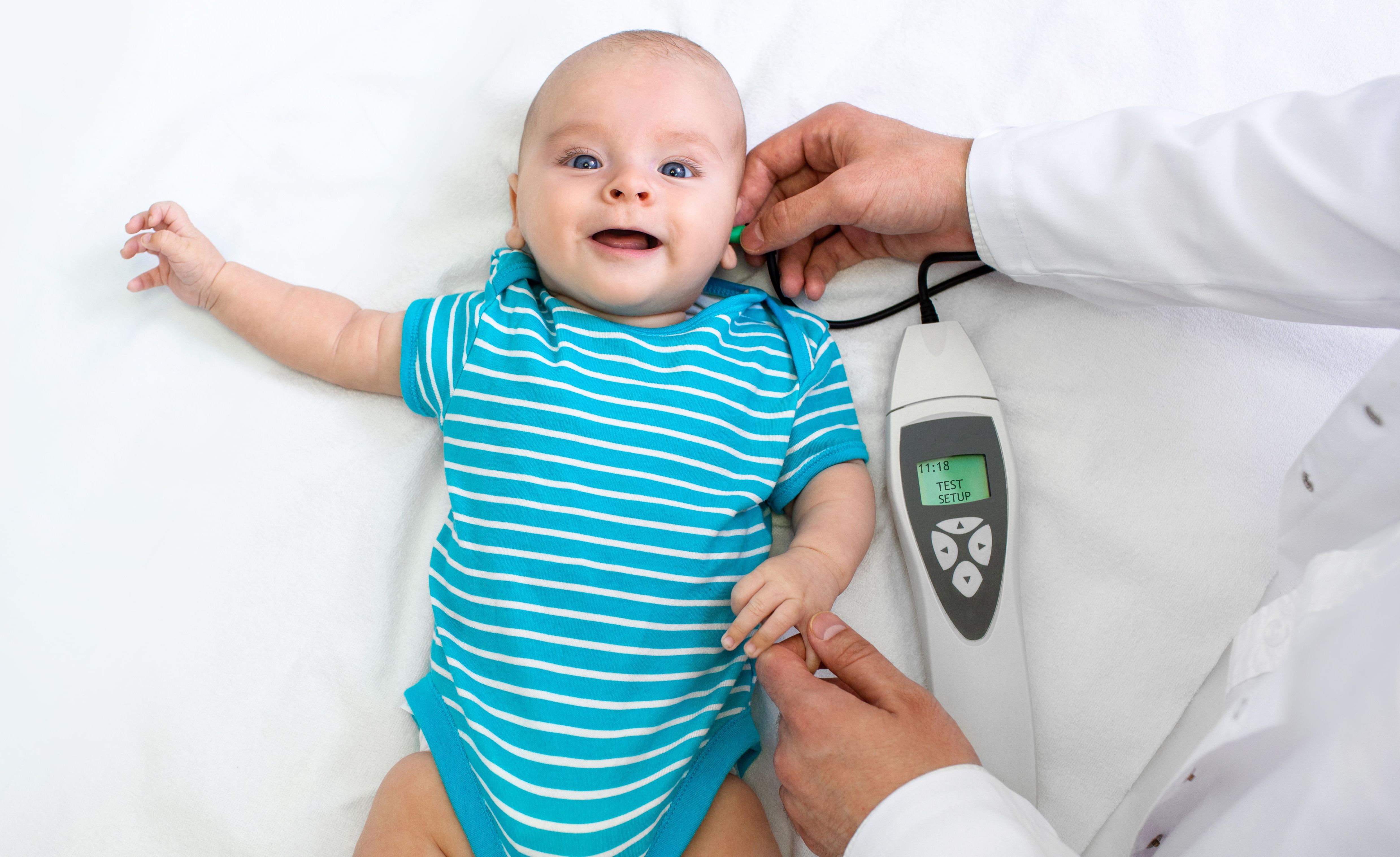 Baby undergoing hearing screening test 