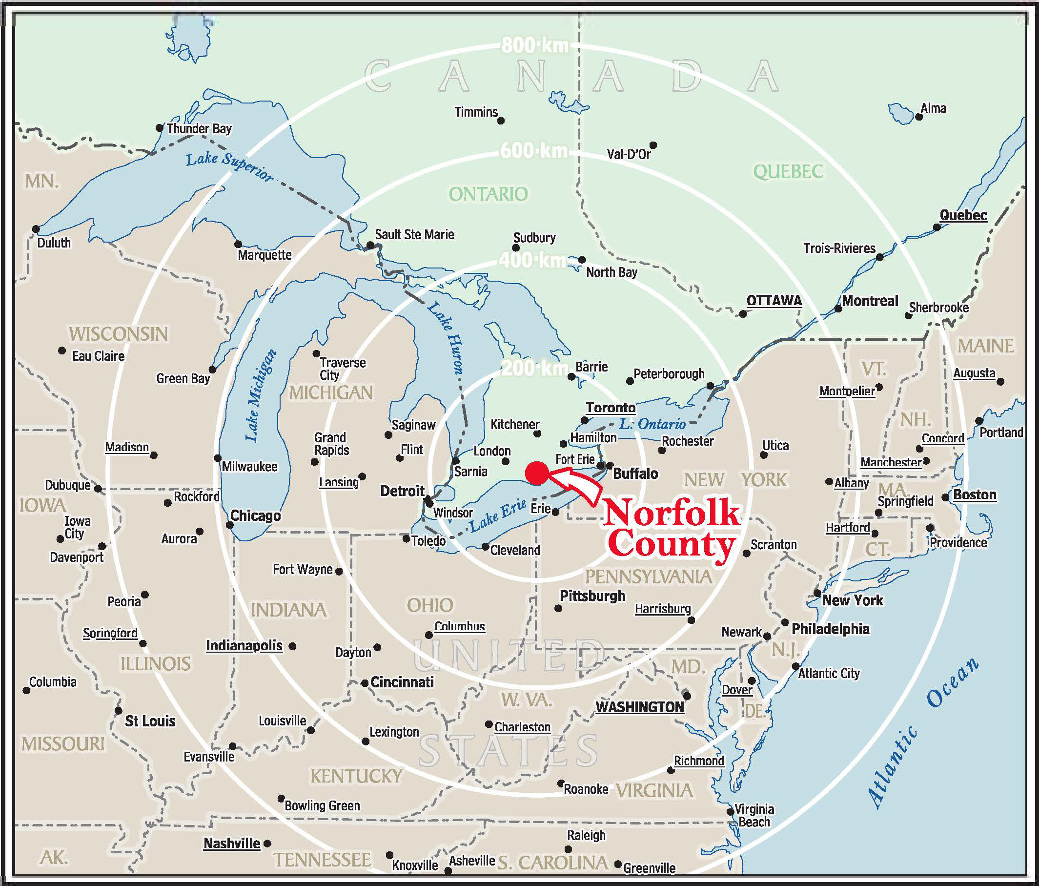 Norfolk County location map