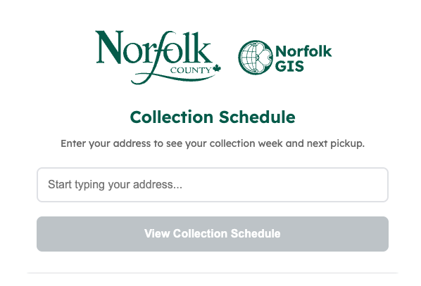 Property look up tool for waste schedule