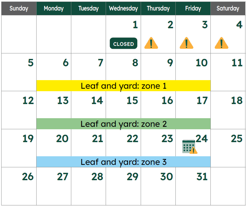July waste calendar