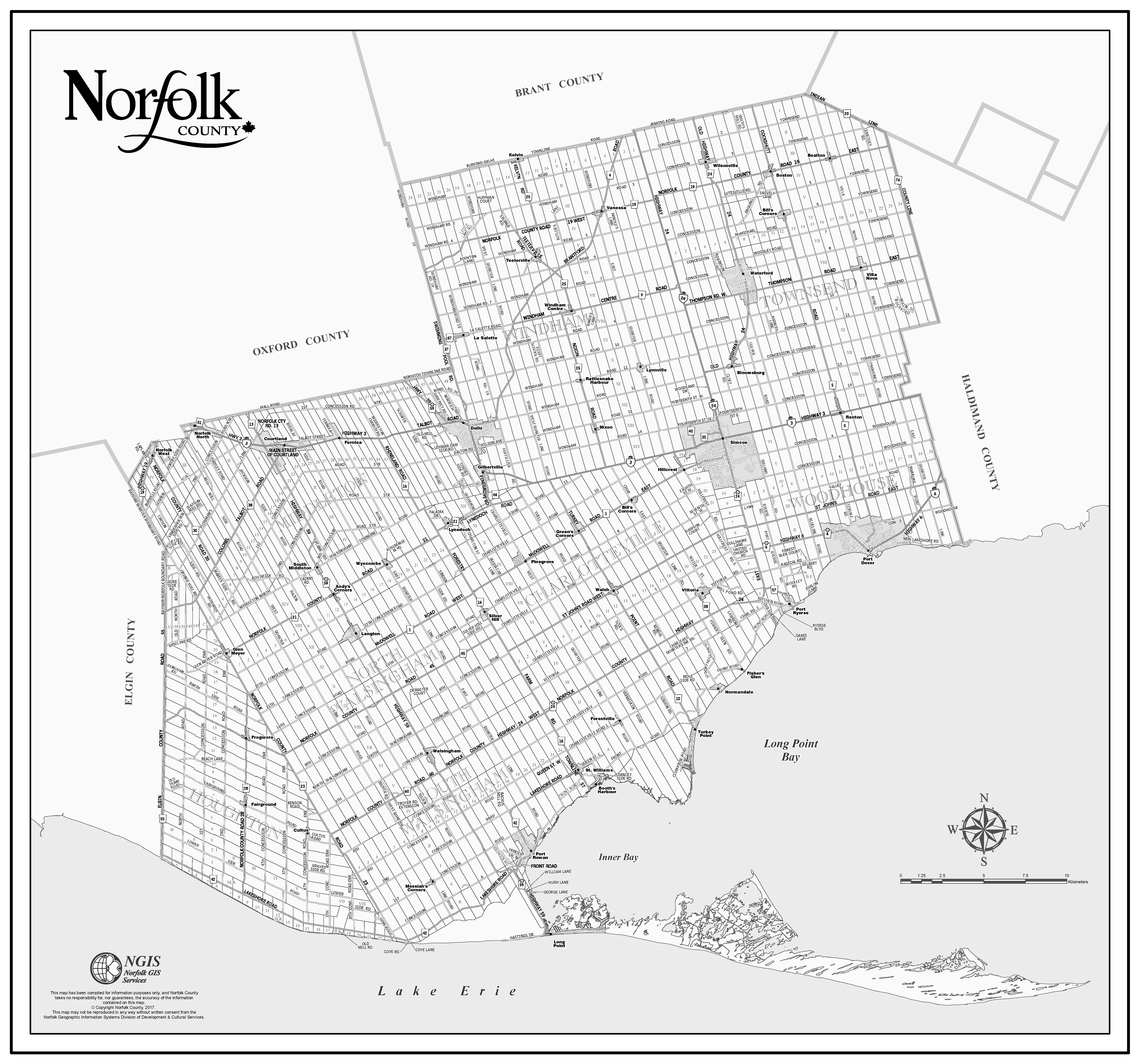 Norfolk County large map