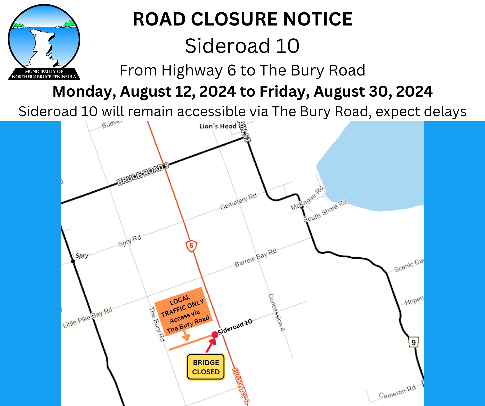 Road Closure Notice - Sideroad 10