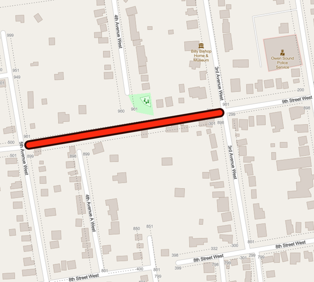 The 9th Street West hill between 3rd Avenue West and 5th Avenue West will be closed from 9:00 am to 3:00 pm on Wednesday, June 12th, 2024