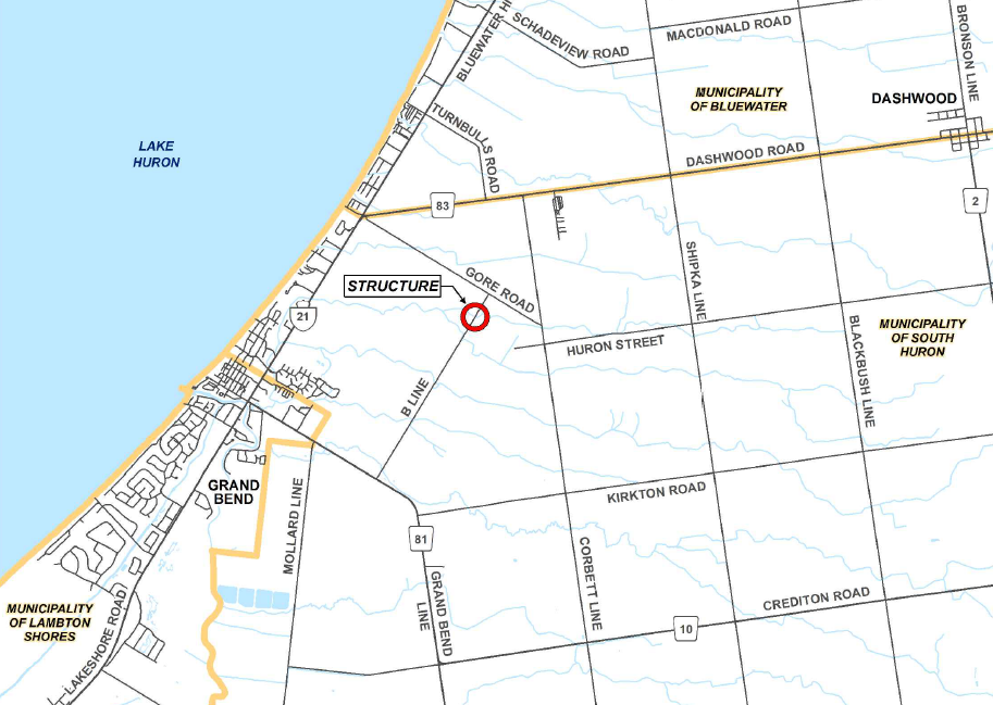 Map showing location of culvert replacement