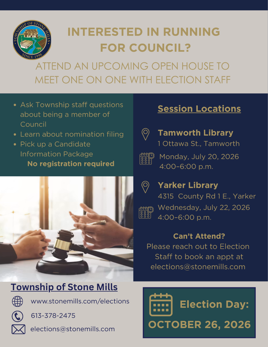 Open House Information to be held July 20th at Tamworth Library from 4-6pm and at Yarker library July 22 from 4-6pm