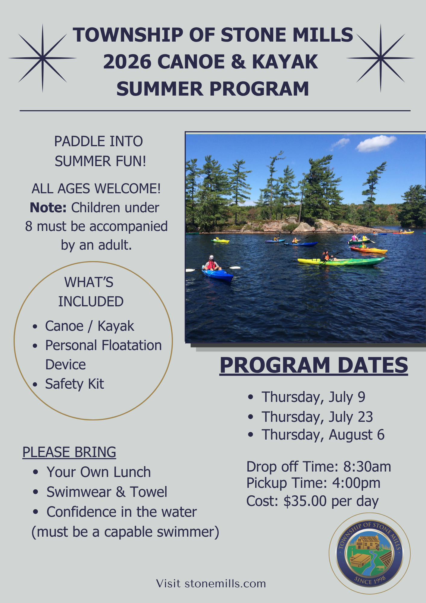 Canoe & Kayak Summer Program Flyer